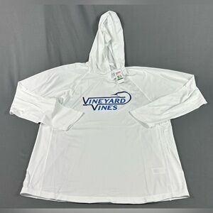 Vineyard Vines Hoodie Fish Hook Performance Large White Polyester Spandex